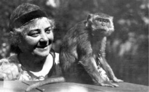 Emily Carr with her monkey